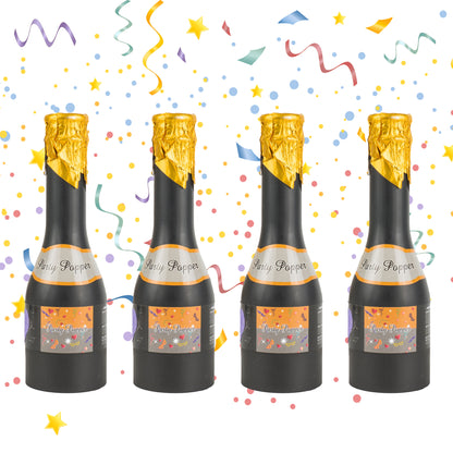 4 Pack of Mini Champagne Bottle Confetti Poppers Cannon for Party