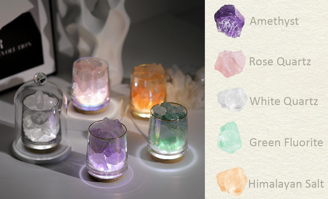 Healing Crystals with Wooden Base Lights Aromatherapy Lamp Scented Lamp