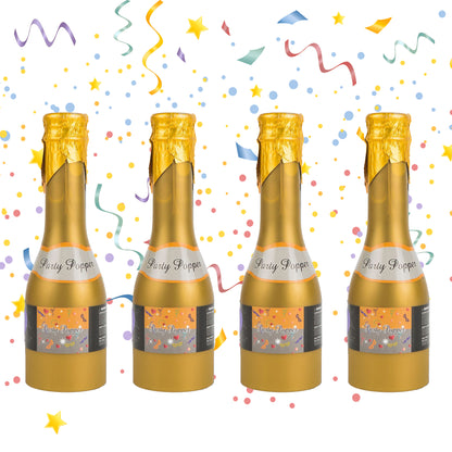 4 Pack of Mini Champagne Bottle Confetti Poppers Cannon for Party