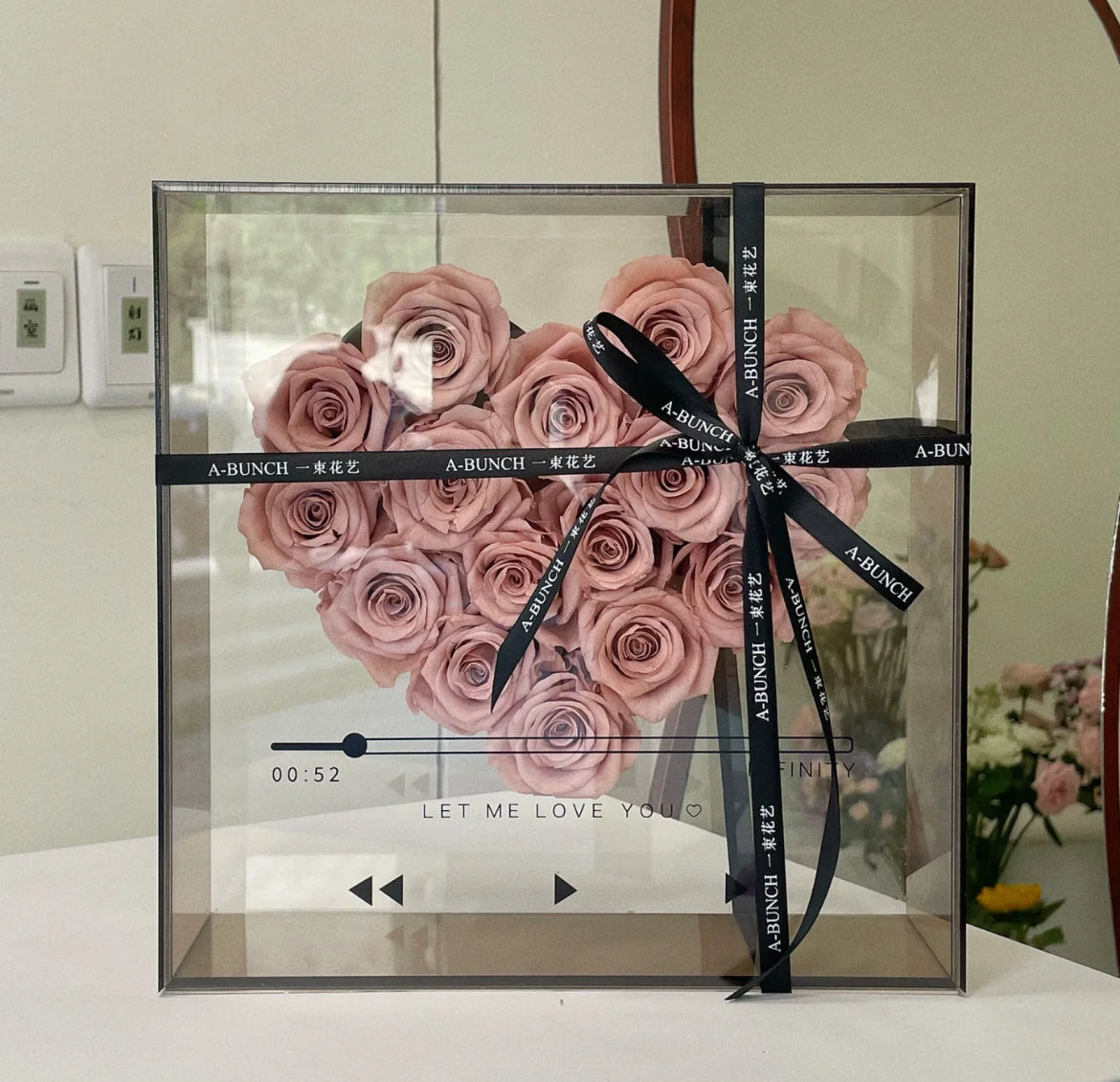 Artificial Silk Soap Roses with Acrylic Frame