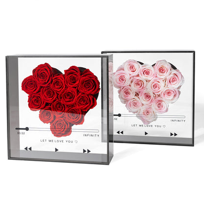 Artificial Silk Soap Roses with Acrylic Frame