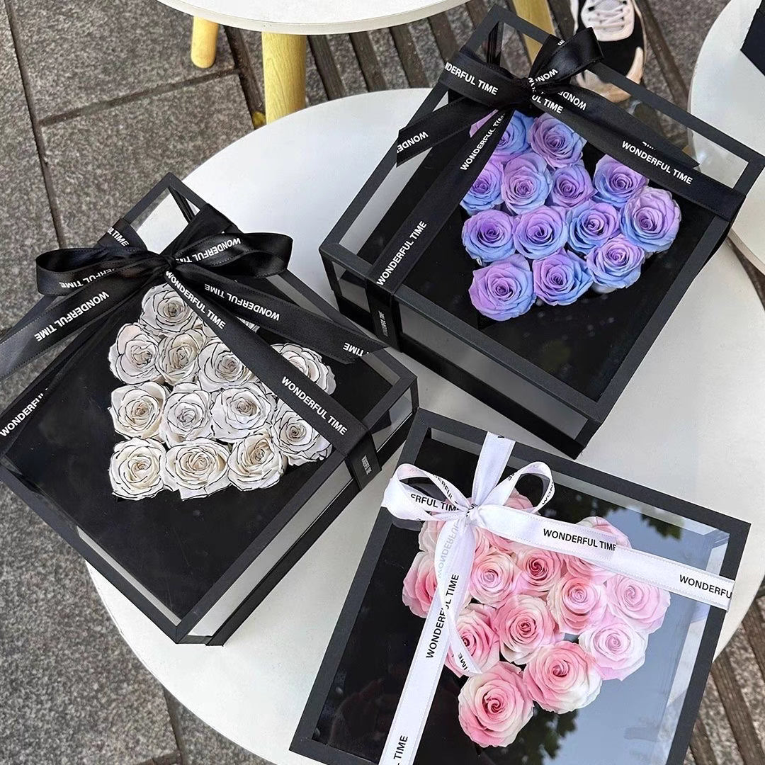 Artificial Silk Soap Roses with Acrylic Embedded frame