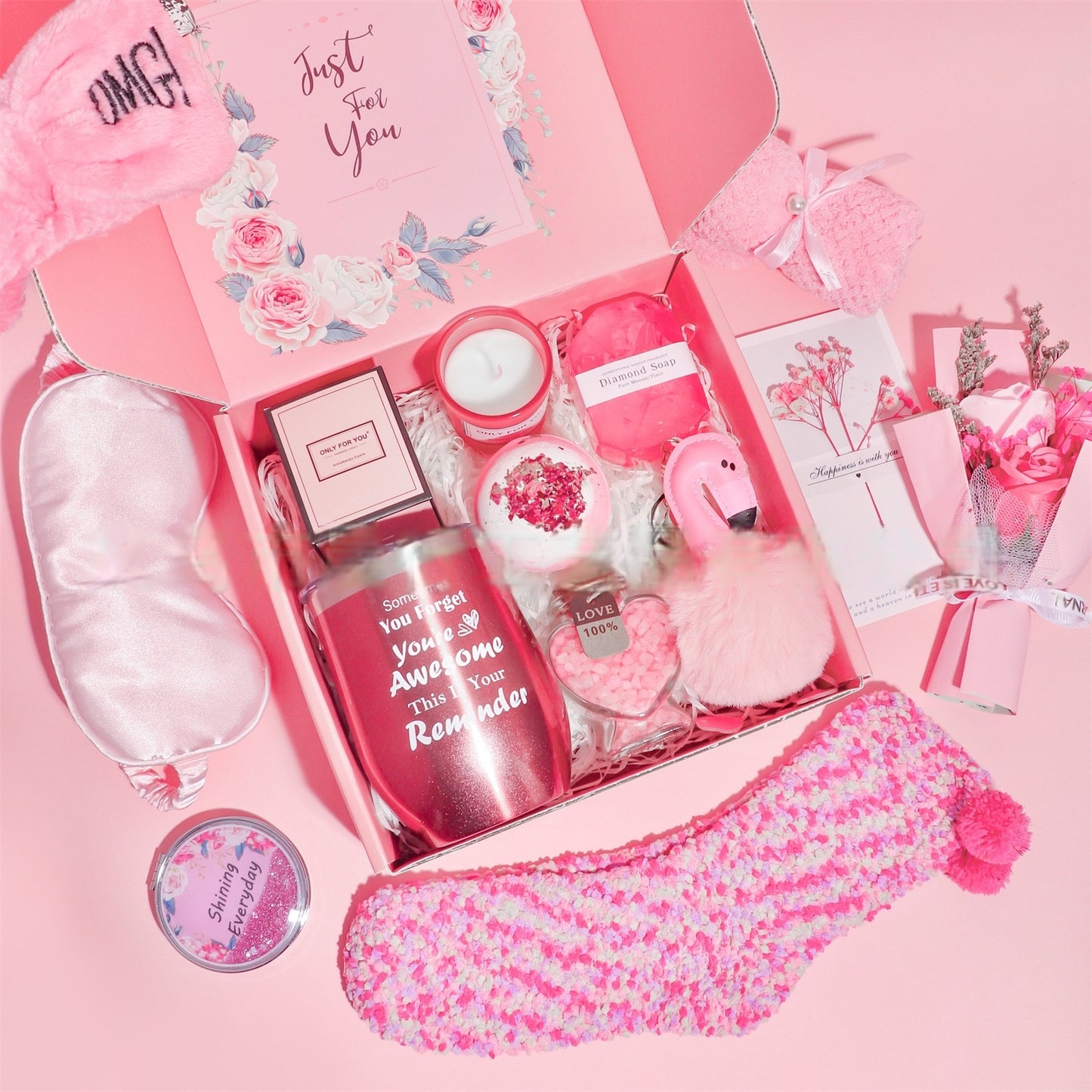 Flamingo Pink gift box,Unique Spa Gifts Basket Set