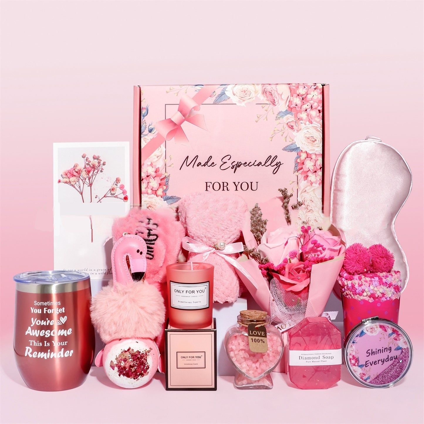 Flamingo Pink gift box,Unique Spa Gifts Basket Set