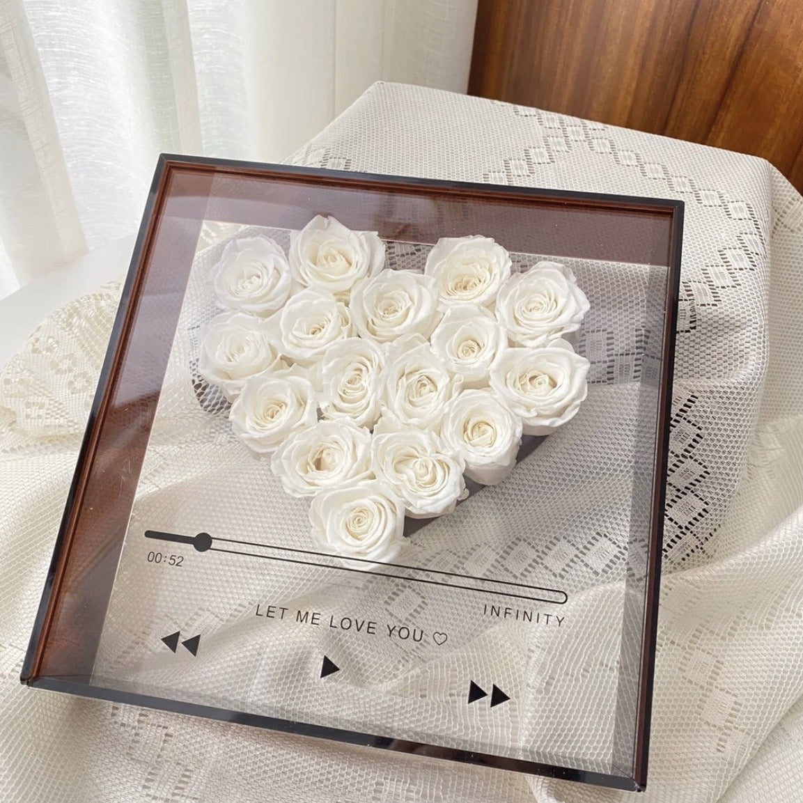 Artificial Silk Soap Roses with Acrylic Frame