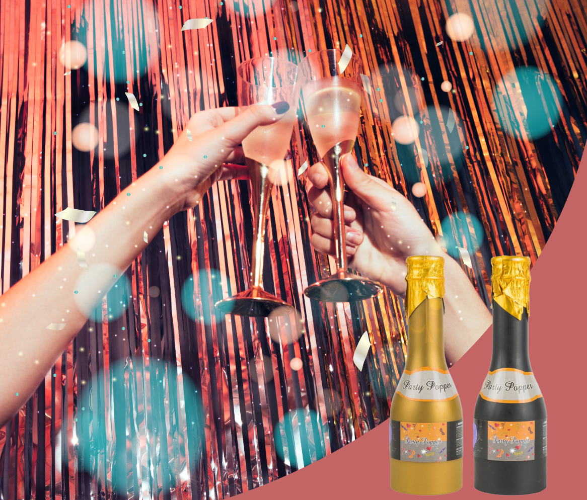 4 Pack of Mini Champagne Bottle Confetti Poppers Cannon for Party