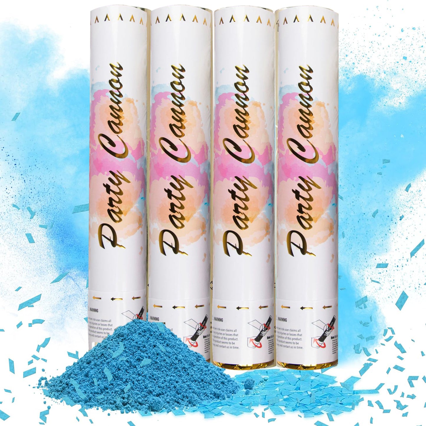 Set of 4 Confetti Powder Cannon for Gender Reveal Cannons Party