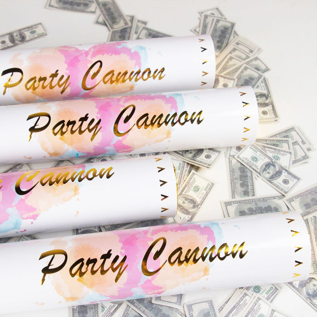 4 Pack of Money dollars bills Bottle Confetti Poppers Cannon